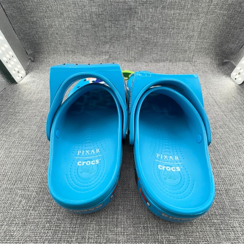 Crocs Disney Pixar Cars Lightning McQueen Dinoco Blue Light Up Clogs Women 9 NEW - Picture 6 of 10